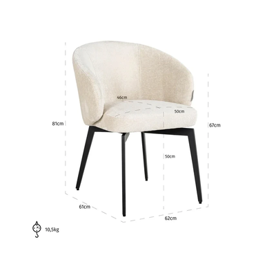Stoel Amphara White Chenille by Richmond Interiors