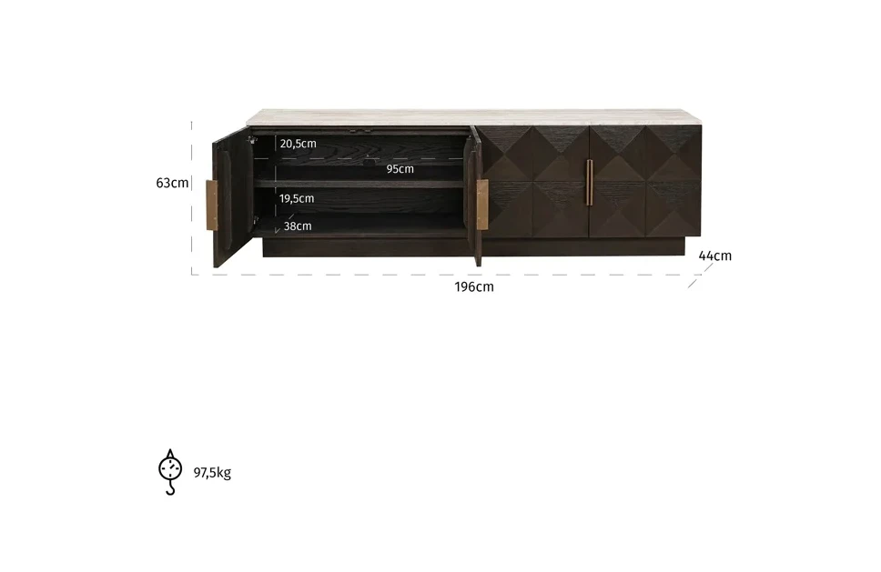 TV-meubel Claremont bruin - 4 deuren by Richmond Interiors