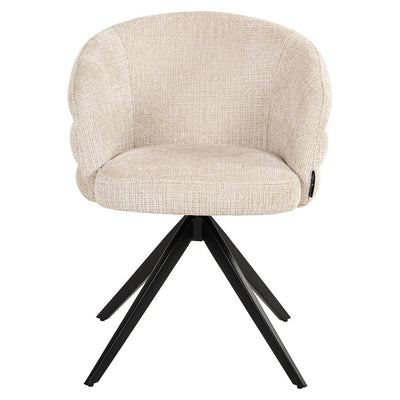 Beige Serenity draaistoel van Richmond Interiors met draaipoot en comfortabele zitting op houten onderstel.