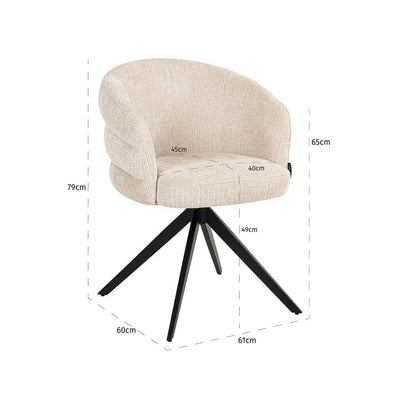 Draaibare Serenity beige stoel van Richmond Interiors met draaipoot en comfortabele zitting, geplaatst op een lichte vloer.