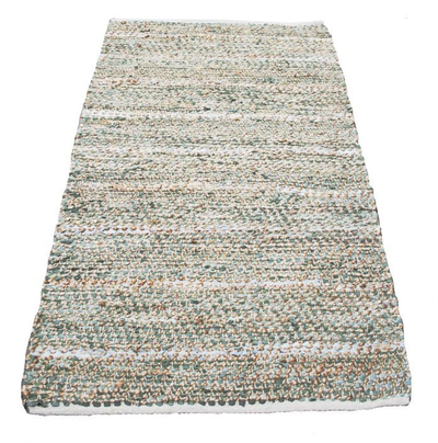 Vloerkleed leer - salie/jute in 4 maten by Rocaflor