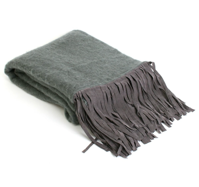 Plaid Wol met suedine franje in 5 kleuren by Rocaflor