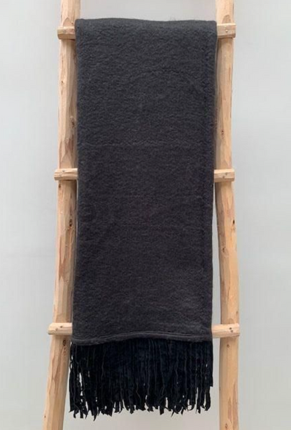 Plaid  Wol met suedine  franje in 5 kleuren - depauwwonen