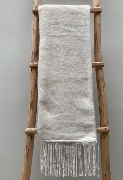 Plaid  Wol met suedine  franje in 5 kleuren - depauwwonen