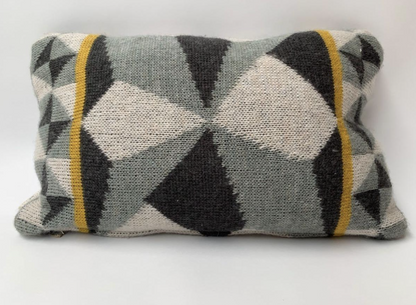 Kussen Grafisch Grijs Geel Wol - depauwwonen