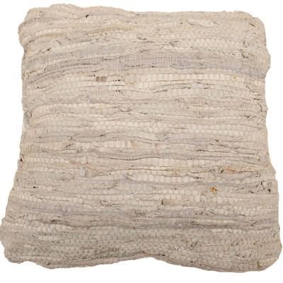 Kussen recycled leer dubbelzijdig Lichtgrijs by Rocaflor