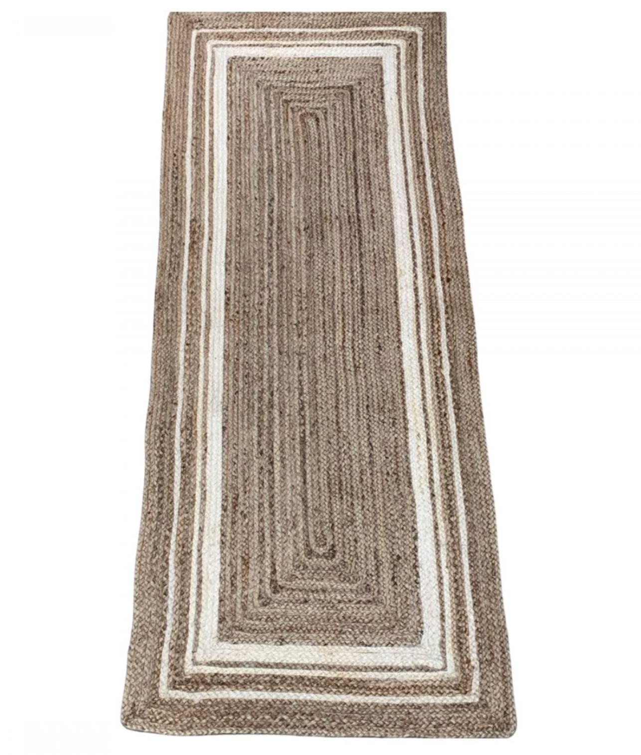 Loper jute naturel met offwhite lijnen - depauwwonen