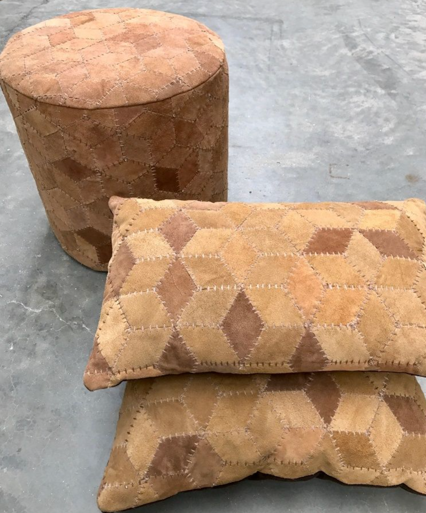 Poef ø 40 cm Suède Geometrisch - depauwwonen