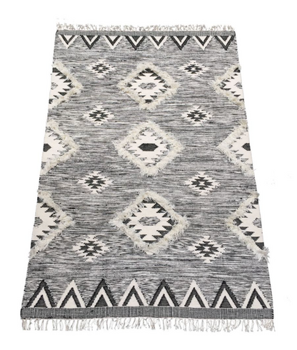 Vloerkleed wol - grafisch zwart/wit in 3 maten - depauwwonen