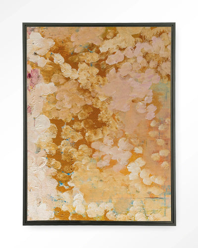 Moderne wanddecoratie kunst van Urban Cotton, abstract artprint en wandkleed met zwart zwevend frame voor een stijlvolle muur