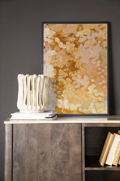 Moderne kunstwanddecoratie van Urban Cotton met abstract artprint, houten frame en zwart glas voor een stijlvolle muurversiering