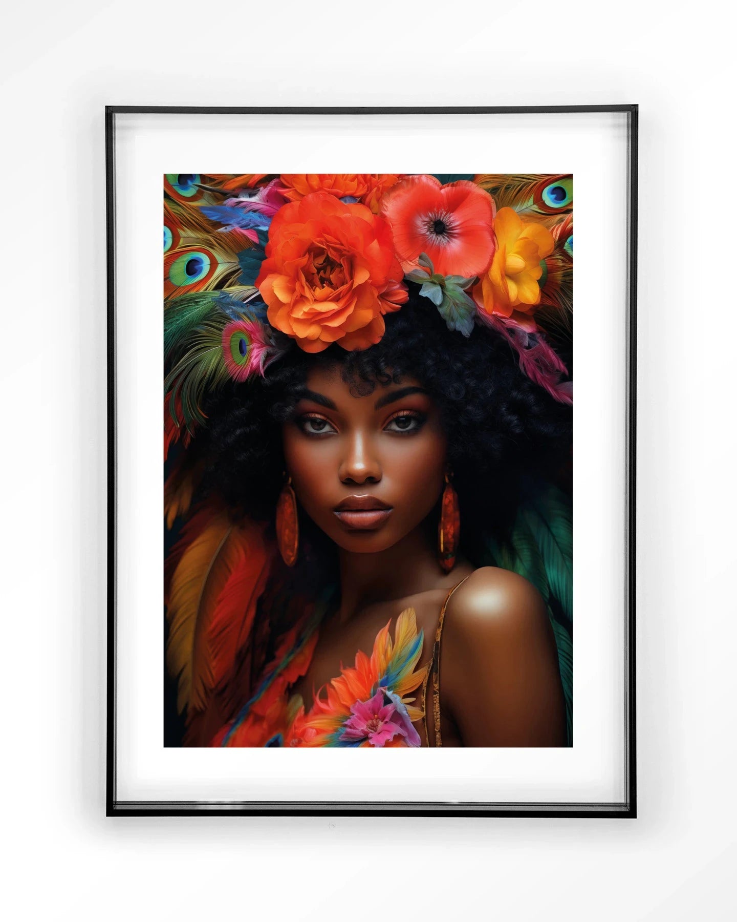 Moderne Adesewa kunstprint met zwart acryl frame, wanddecoratie van Urban Cotton met glasart en wandkleed voor in huis