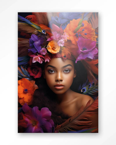 Moderne wanddecoratie van Urban Cotton met glaskunst en artprint, kleurrijk wandkleed voor stijlvolle interieurversiering