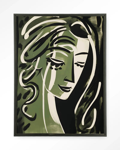 Moderne wanddecoratie van Urban Cotton, Aphrodite kunstprint met glasart en wandkleed in zwart frame, stijlvolle muurdecoratie.