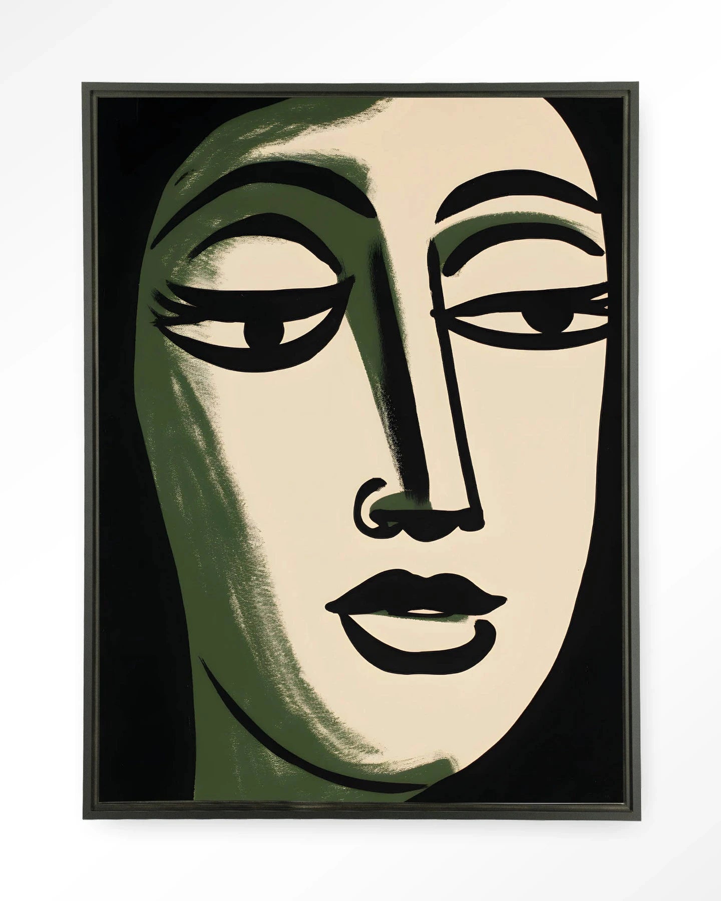 Urban Cotton Artemis wandkleed met zwart zwevend frame, moderne kunstdecoratie met glass art en artprint voor aan de muur