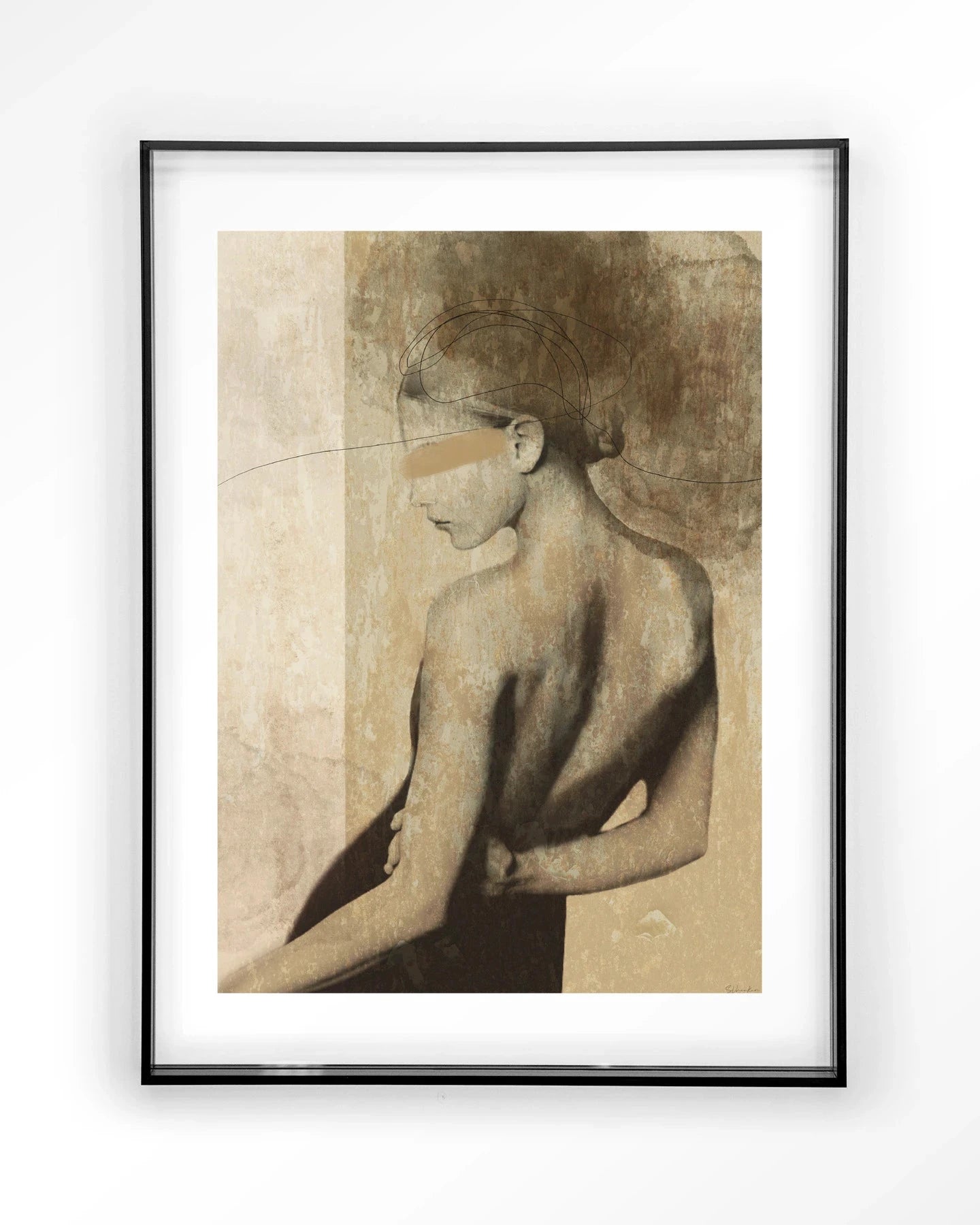 Moderne wanddecoratie van Urban Cotton met kunstprint, glazen kunst en wandkleed in zwart frame, abstract design voor binnen.
