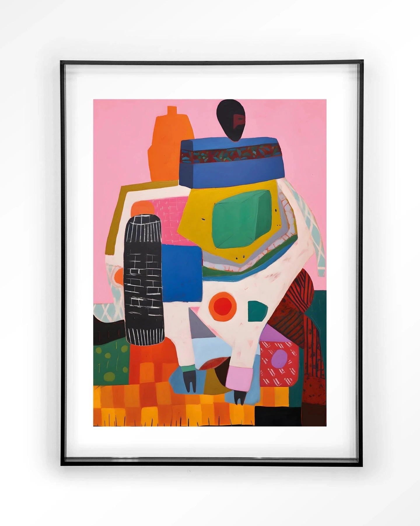 Urban Cotton Battle of Colour kunstprint met zwart acryl lijst, moderne wanddecoratie met kleurrijk abstract ontwerp