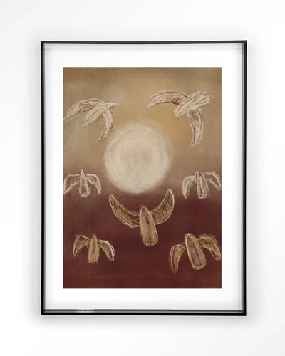 Moderne Birds By Night kunstprint met acryl frame in zwart, wanddecoratie van Urban Cotton met vogelontwerp