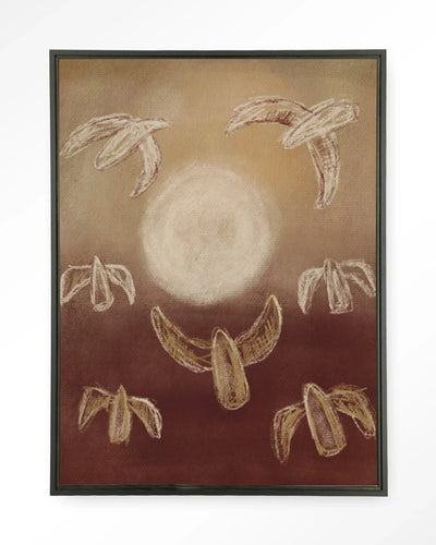 Moderne wanddecoratie van Urban Cotton met Birds By Night kunstprint en wandkleed in zwart, elegante glazen kunst en floating frame.