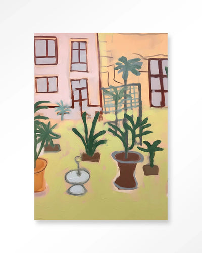 Moderne wanddecoratie van Urban Cotton met artprint, glazen kunstwerk en wandkleed in Boa Vista stijl, kleurrijk en artistiek.