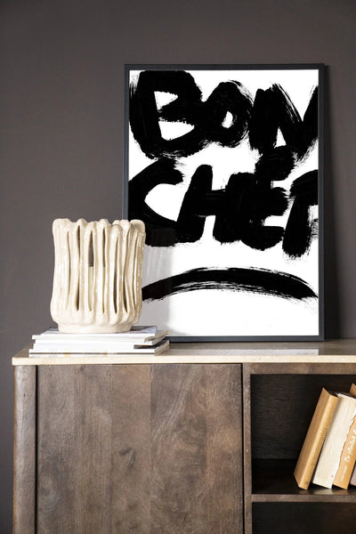 Moderne wanddecoratie Kunst van Urban Cotton met houten frame, zwart glas artprint en wandkleed voor stijlvolle interieurversiering