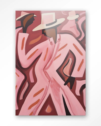 Moderne Boogie Woogie kunstprint met glas en wandkleed, Urban Cotton wanddecoratie voor een levendige interieurstijl.