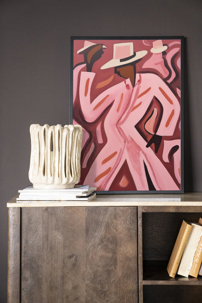 Moderne wanddecoratie van Urban Cotton met Boogie Woogie kunstprint, houten frame en zwart glas, ideaal voor stijlvolle interieurs