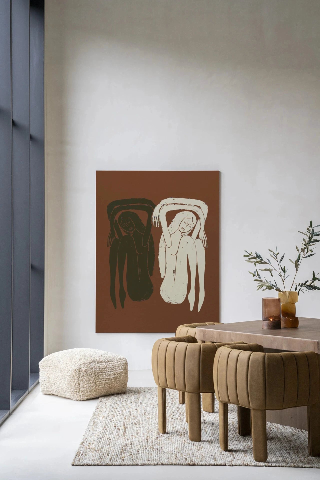 Moderne wanddecoratie van Urban Cotton, kunstprint en wandkleed met abstract design, ideaal voor stijlvolle interieurversiering
