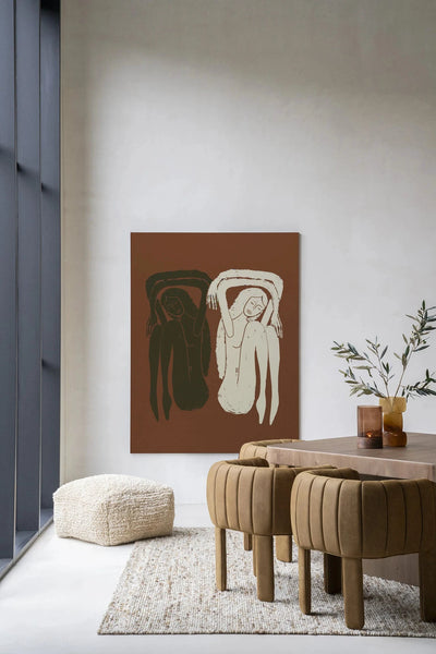 Moderne wanddecoratie van Urban Cotton, kunstprint en wandkleed met abstract design, ideaal voor stijlvolle interieurversiering