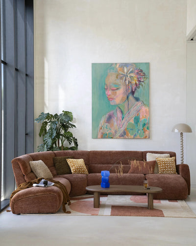 Moderne wanddecoratie van Urban Cotton, Calm kunstprint met glas en wandkleed met rustieke uitstraling, voor stijlvolle interieuraccenten