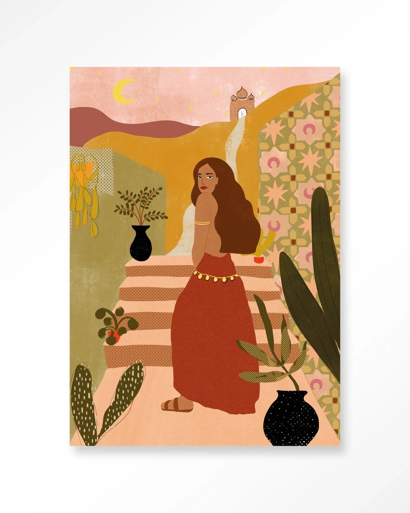 Urban Cotton Caribbean Night moderne kunst wanddecoratie met artprint, glas en wandkleed, kleurrijk en artistiek design.