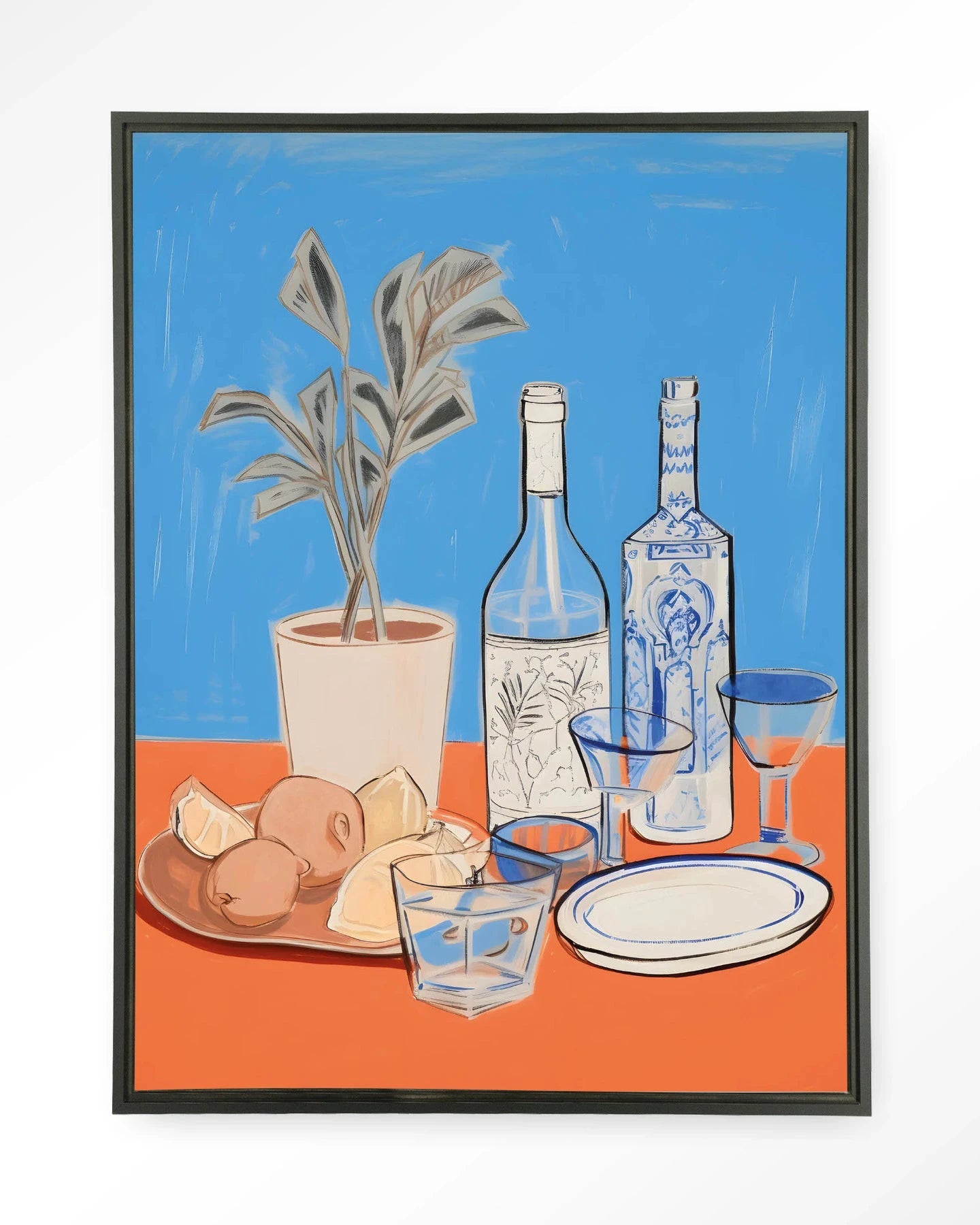 Moderne wanddecoratie kunst met cocktailtafelontwerp en zwart zwevend frame, gemaakt door Urban Cotton voor stijlvolle interieurversiering