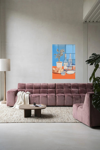 Moderne wanddecoratie kunst van Urban Cotton met glazen cocktailtafel ontwerp, geschikt als artprint, glasart of wandkleed.