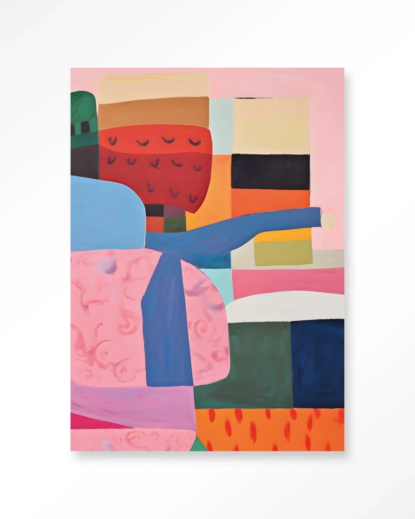 Moderne wanddecoratie van Urban Cotton met kleurrijk kunstwerk, glasart en wandkleed voor stijlvolle interieurversiering