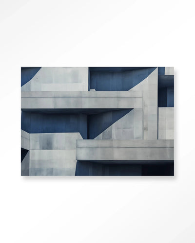 Moderne betonkubus kunstwerk van Urban Cotton, wanddecoratie met glas en textiel, abstract en eigentijds ontwerp voor aan de muur