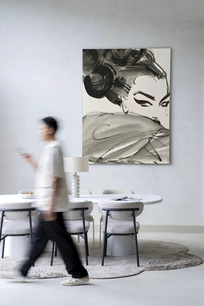 Moderne wanddecoratie van Urban Cotton, kunstprint en wandkleed met Couture Allure ontwerp, kleurrijk en artistiek muurkunst.