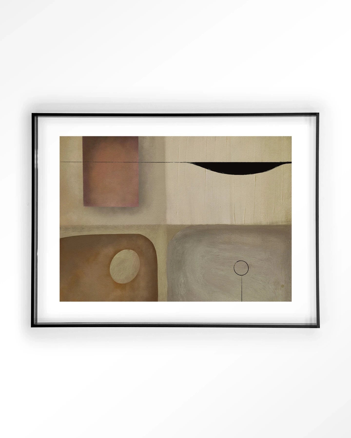Moderne wanddecoratie van Urban Cotton met zwart acryl frame, inclusief kunstprint, glasart en wandkleed voor stijlvolle interieurversiering.
