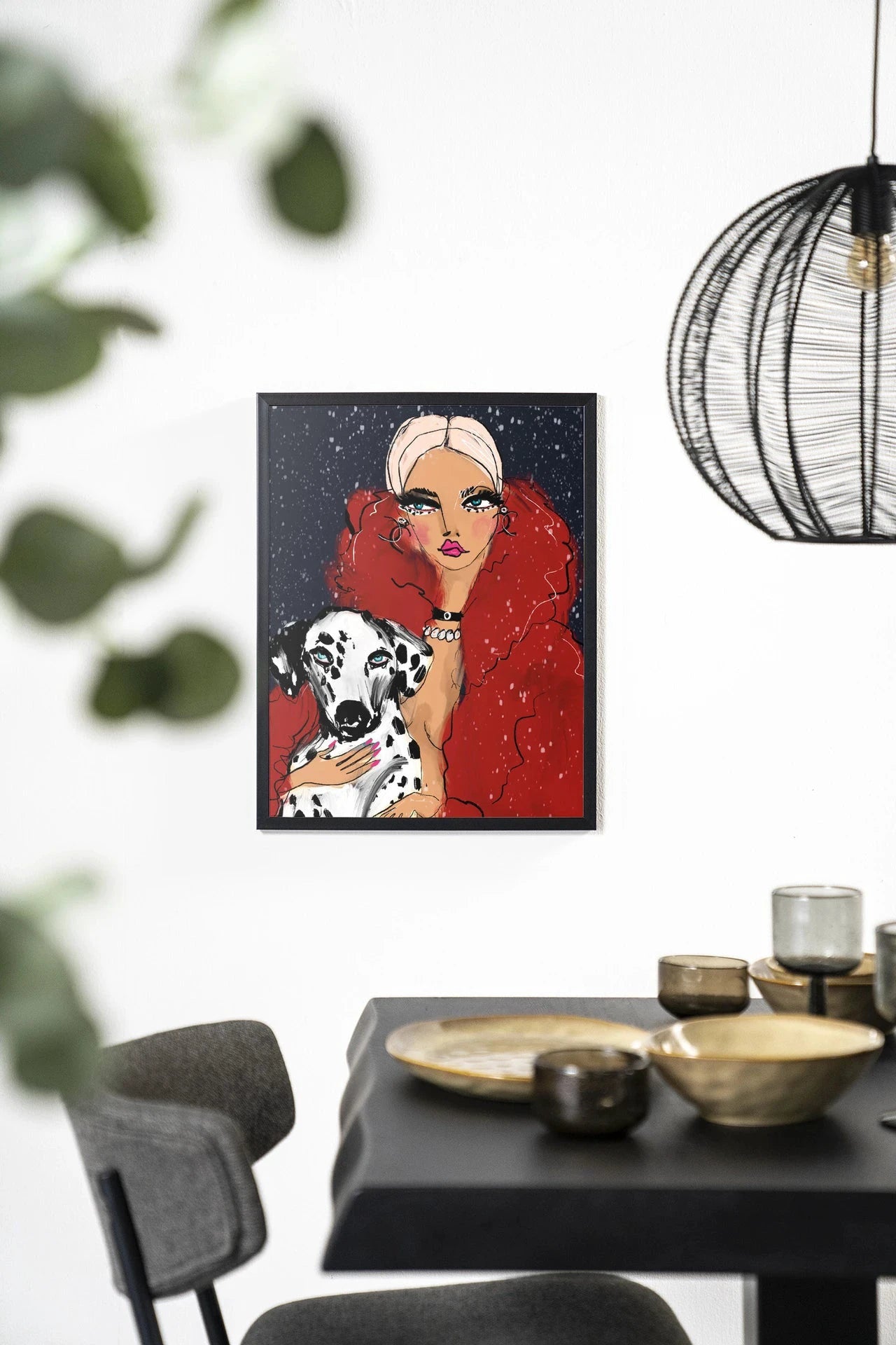 Dotted Doggy - Moderne Wanddecoratie | Artprint, Glass Art & Wandkleed by Urban Cotton