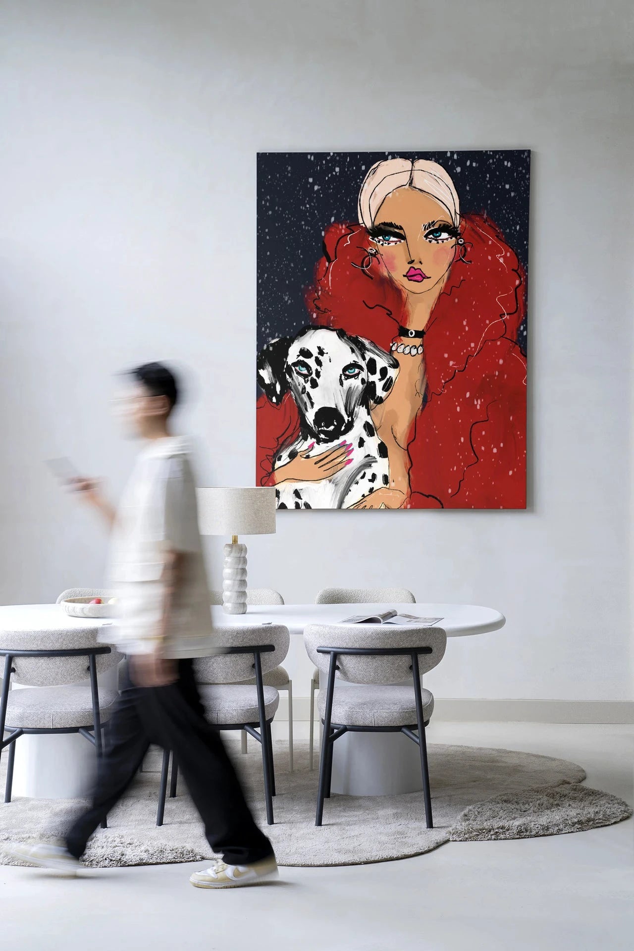 Dotted Doggy - Moderne Wanddecoratie | Artprint, Glass Art & Wandkleed by Urban Cotton