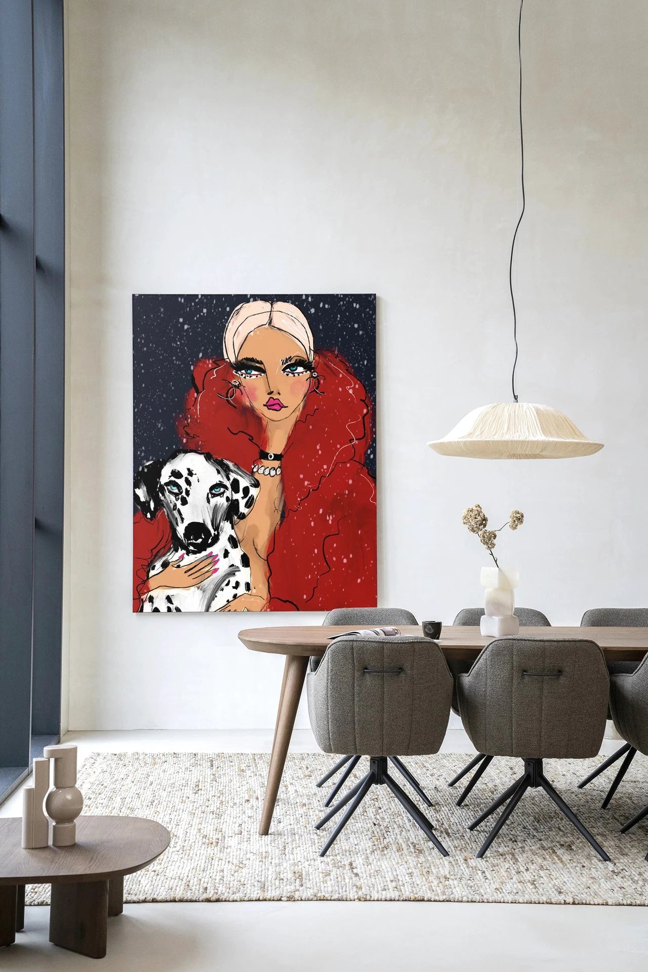 Dotted Doggy - Moderne Wanddecoratie | Artprint, Glass Art & Wandkleed by Urban Cotton