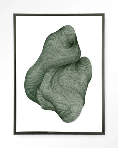 Moderne wanddecoratie van Urban Cotton, inclusief kunstprint, glazen kunstwerk en wandkleed in zwart frame.