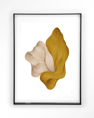 Moderne wanddecoratie van Urban Cotton, kunstprint in zwart frame met acryl, glas art en wandkleed voor stijlvolle muren