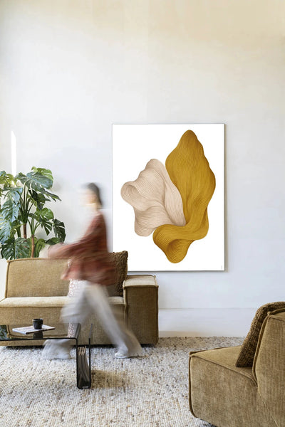 Moderne wanddecoratie van Urban Cotton, artprint en wandkleed met abstract glasontwerp voor in de woonkamer of slaapkamer
