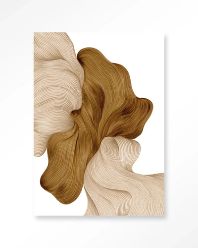 Moderne wanddecoratie kunst van Urban Cotton, inclusief artprint, glazen kunst en wandkleed met abstract ontwerp.