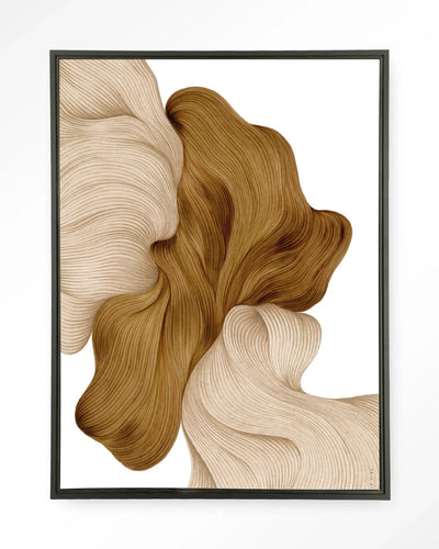 Modern wanddecoratie van Urban Cotton met zwart wandkleed en glazen kunstprint, perfect voor een stijlvolle interieuraccent.