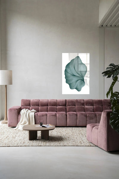 Moderne wanddecoratie van Urban Cotton met glasart en kunstprint, geschikt als wandkleed voor een eigentijdse inrichting.