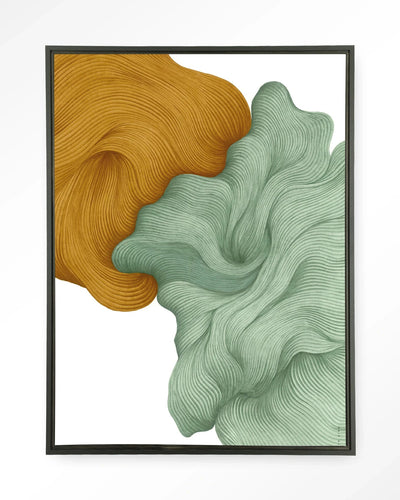 Moderne wanddecoratie van Urban Cotton, kunstwerk met glas en wandkleed in zwart frame, abstracte design voor muurdecoratie