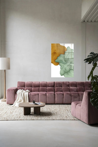Moderne wanddecoratie van Urban Cotton, glaskunst en kunstprint met abstract design, geschikt als stijlvolle muurversiering.