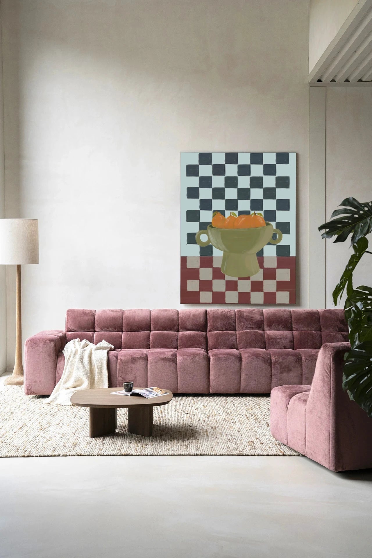 Moderne wanddecoratie van Urban Cotton, Eclectic Series 2, kunstprint met glas en wandkleed met frame.