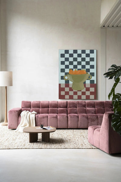 Moderne wanddecoratie van Urban Cotton, Eclectic Series 2, kunstprint met glas en wandkleed met frame.